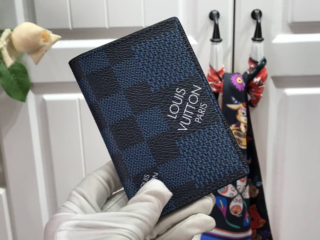 Best Replica Best Replica Louis Vuitton Damier Graphite 3D Leather Grid Mens Card Bag Replica Blue N60441(ColaReps) - Colareps
