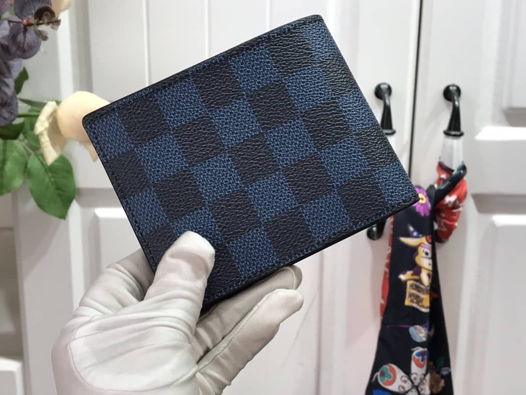 Best Replica Louis Vuitton Multiple Box Damier Graphite 3D Wallet Replica Blue N60434 - Colareps
