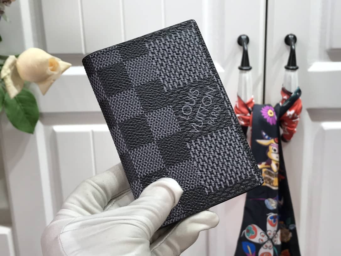 Best Replica Louis Vuitton Damier Graphite 3D Leather Grid Mens Card Bag Replica Black N60441 - Colareps
