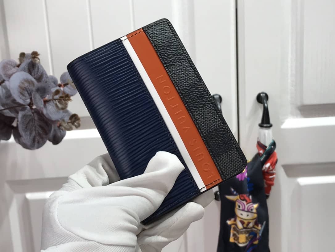 Best Replica Louis Vuitton Pocket Organizer Damier Graphite Epi Leather Replica Blue M69536 - Colareps