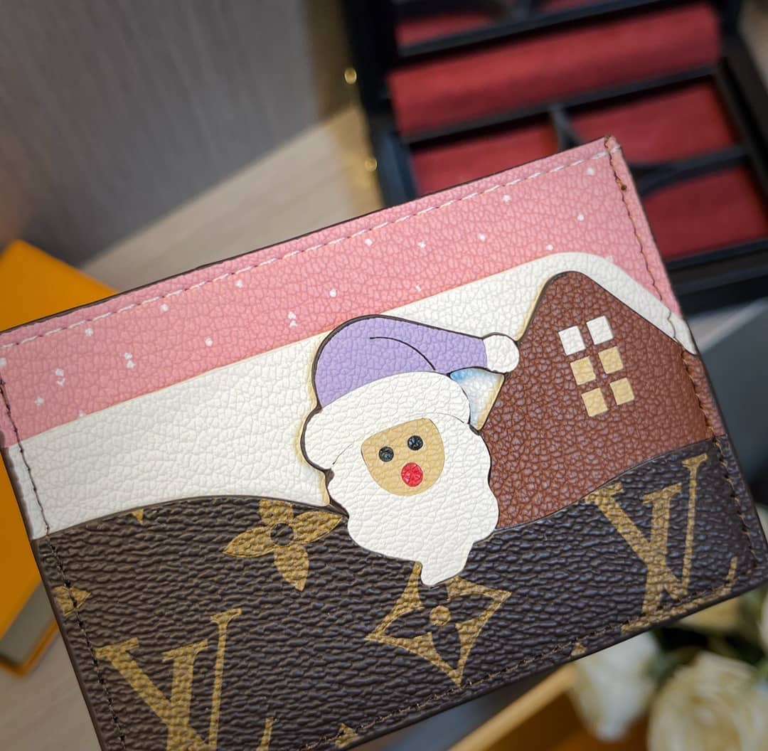 Best Replica Louis Vuitton Replica Monogram Canvas Card Holder Christmas Collection Blue - Colareps