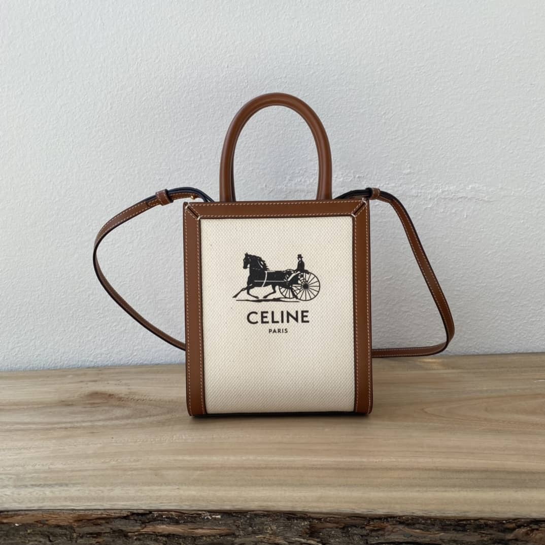 Best Replica Celine Dupe  Triomphe Canvas Calfskin Mini Vertical Cabas Replica Bag - Colareps
