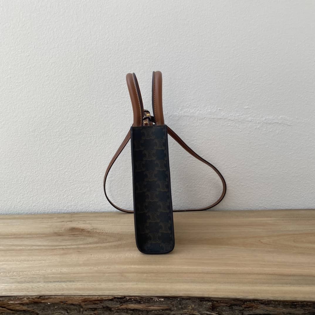 Best Replica Celine Dupe  Triomphe Canvas Calfskin Mini Vertical Cabas Replica Bag - Colareps