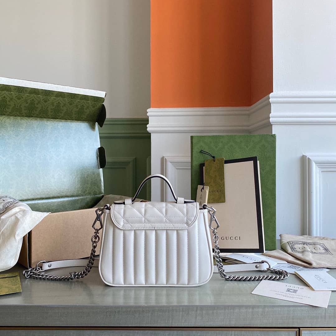 Best Replica Gucci GG Marmont Canvas Mini Top Handle Crossbody Bag 583571 Replica - Colareps