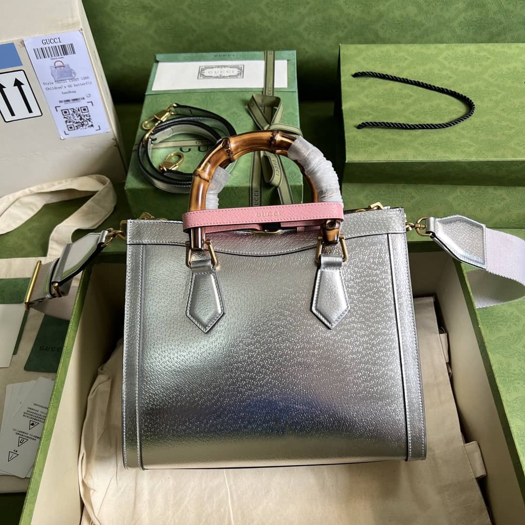 Best Replica Gucci Diana Small Tote Silver 702721 Replica Bag - Colareps