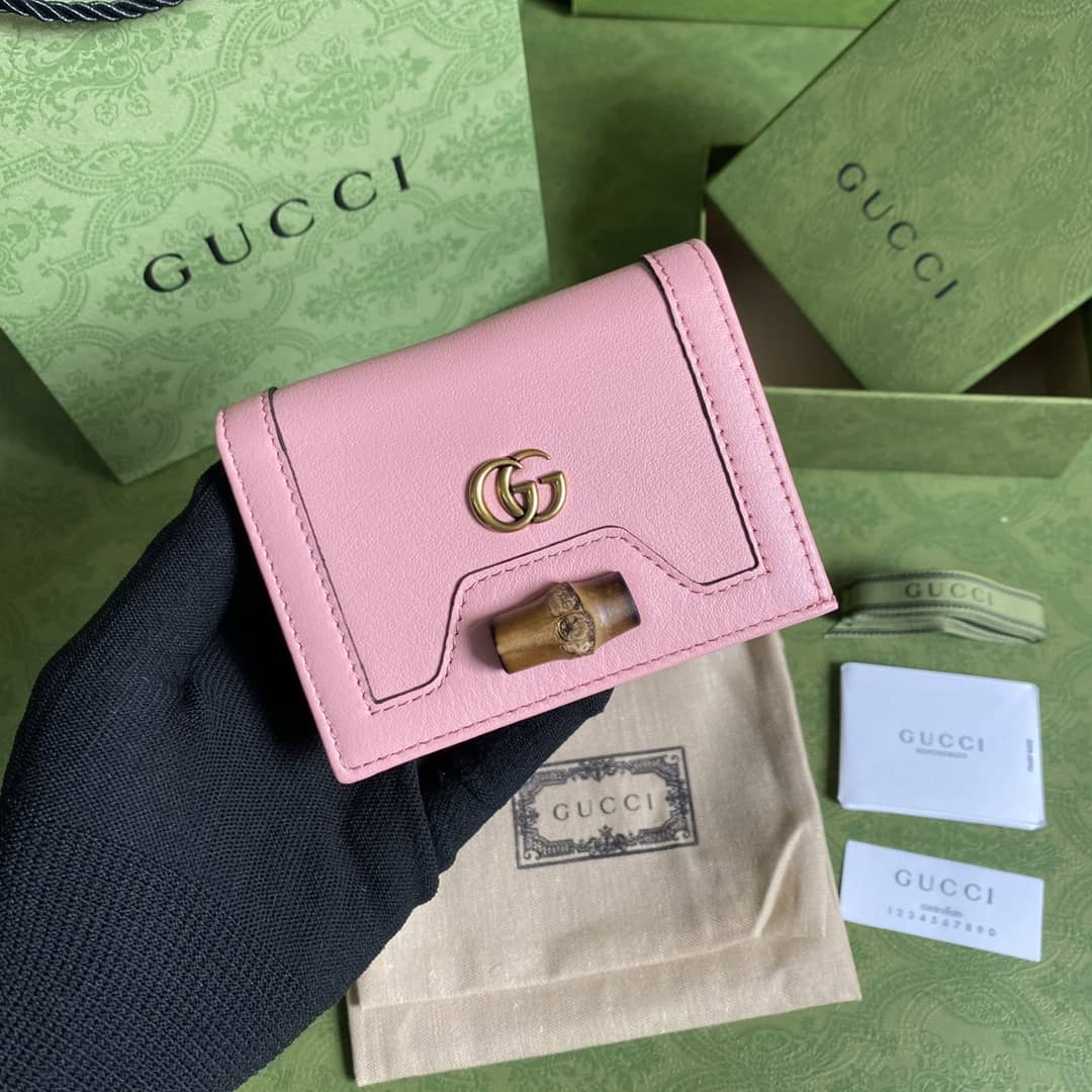 Best Replica Gucci Diana Leather Card Case Wallet Replica 658244 - Colareps