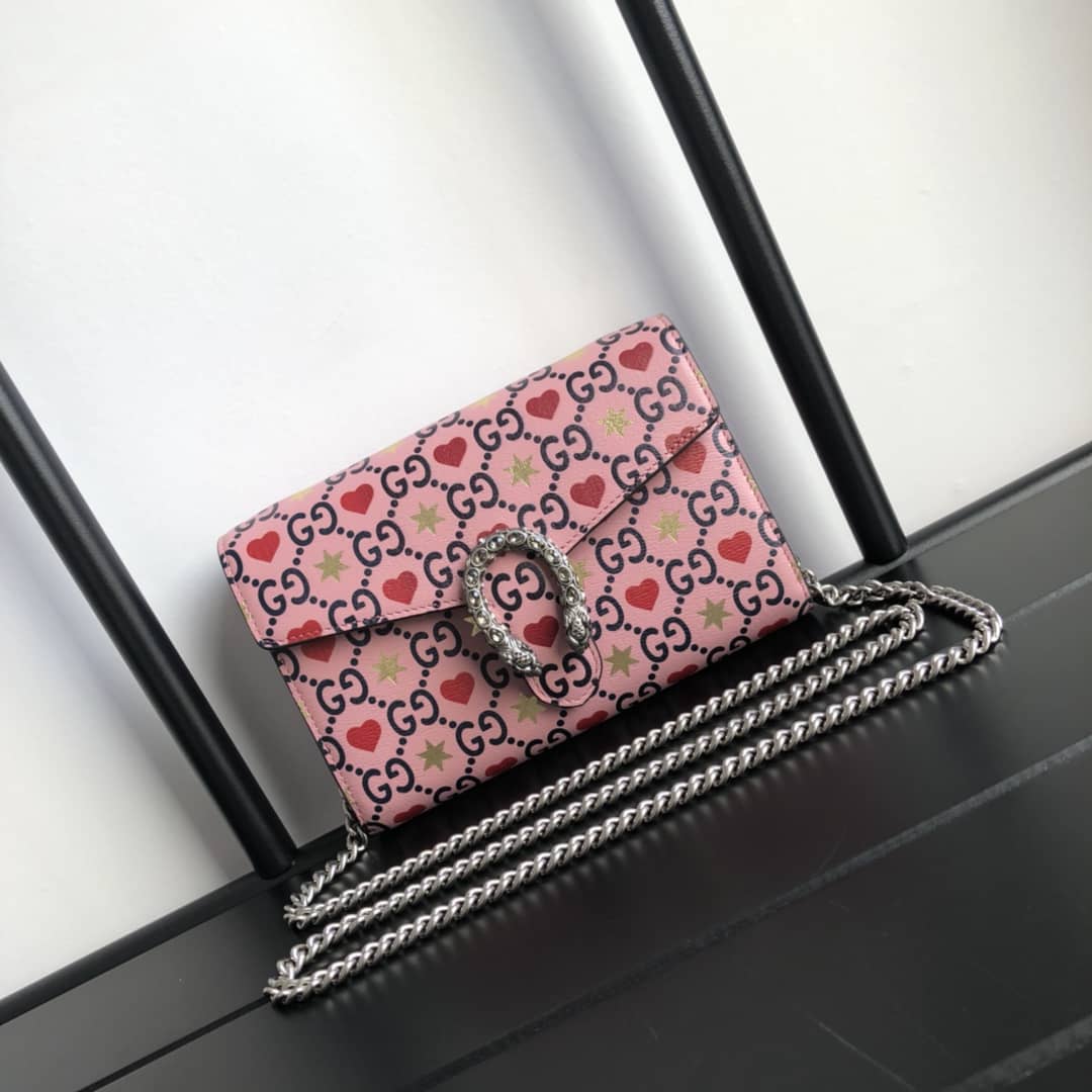 Best Replica Gucci Dionysus Chain Wallet Shoulder Bag Replica Pink 401231 - Colareps
