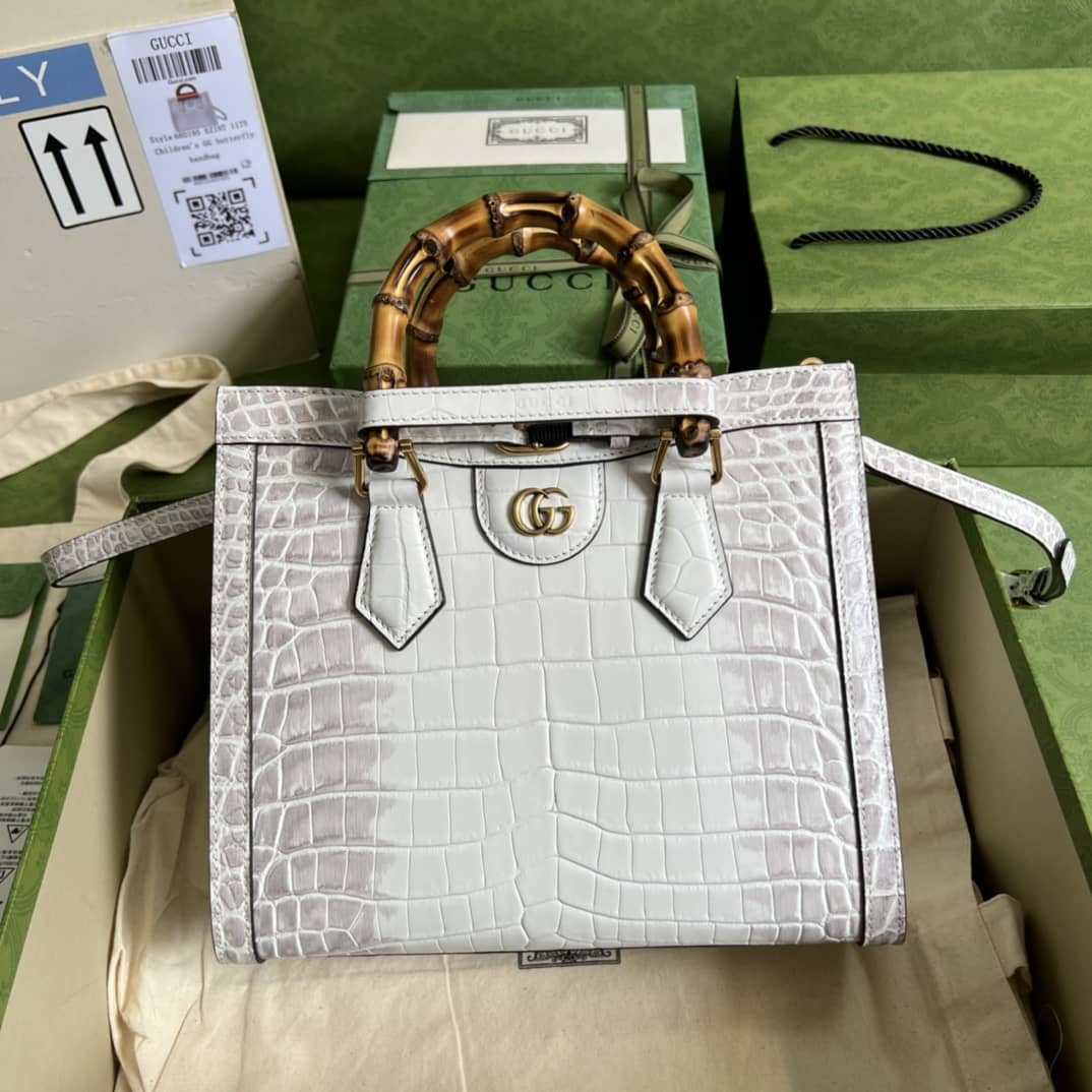Best Replica Gucci Diana GG Leather Small White 660195 Replica Tote Bag - Colareps