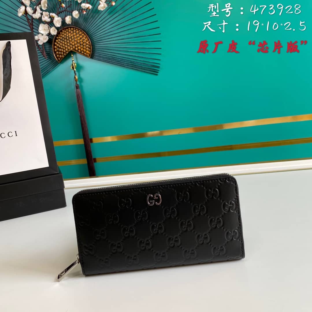 Best Replica Gucci Signature Zip Around Wallet Black Replica 473928 - Colareps