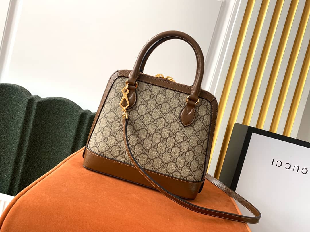 Best Replica Gucci Horsebit 1955 Small GG Supreme Grainy Leather Handle Bag Replica 621220 - Colareps