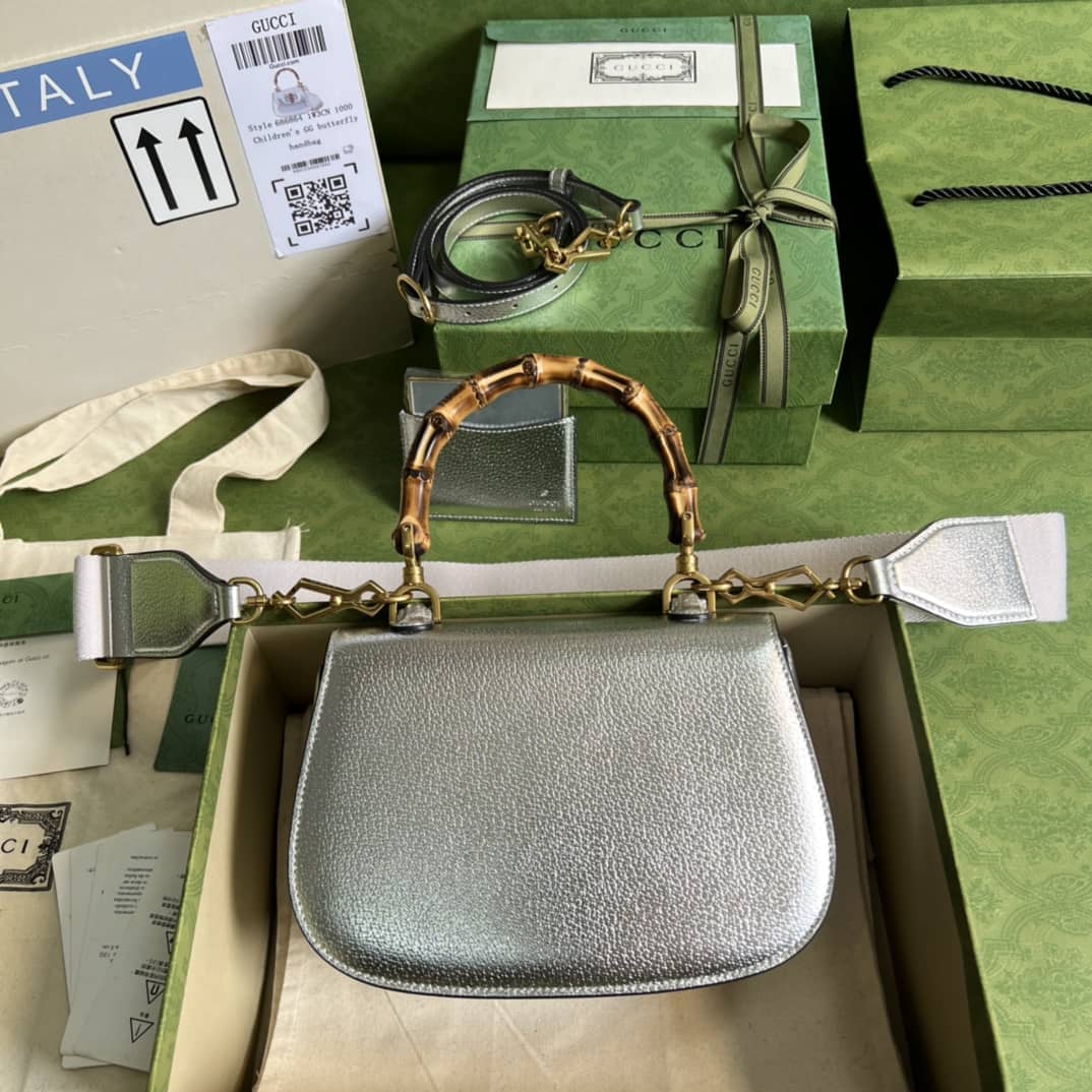 Best Replica Gucci Bamboo 1947 Small Top Handle Bag 675797 Sliver Replica - Colareps