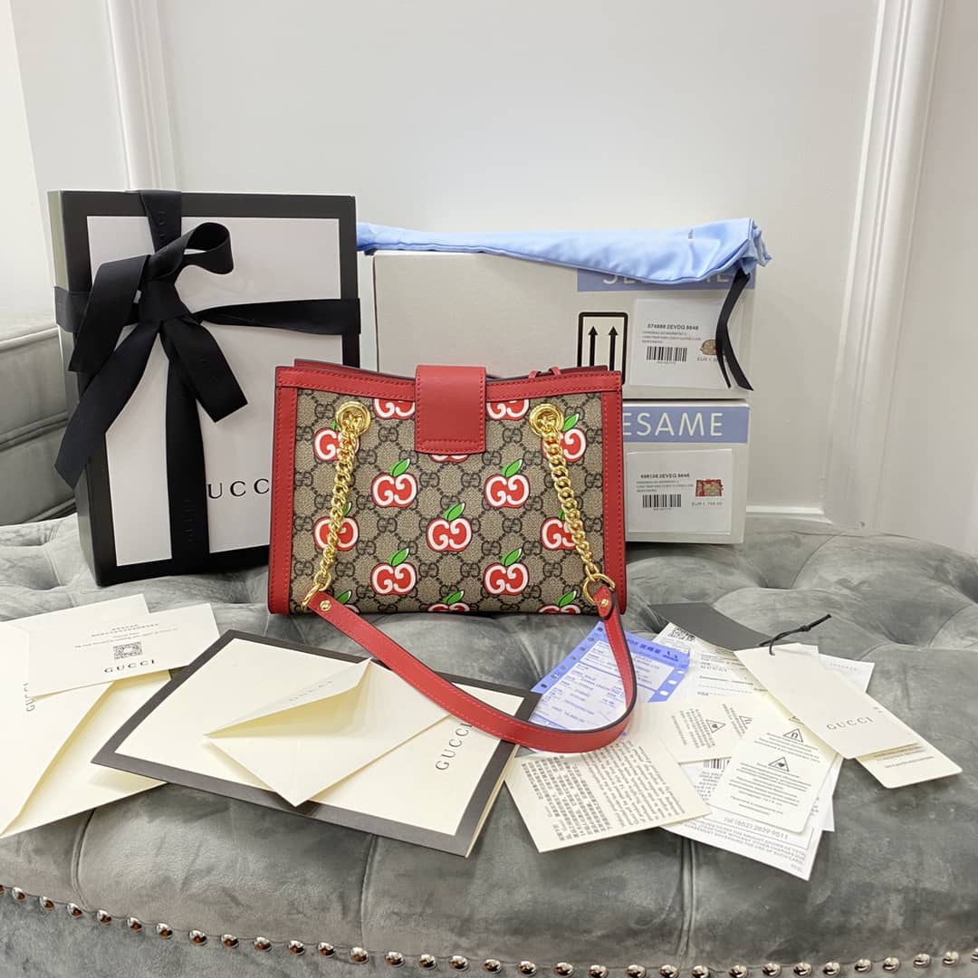 Best Replica Gucci Padlock Small GG Supreme Canvas Shoulder Bag Replica Red 498156 - Colareps