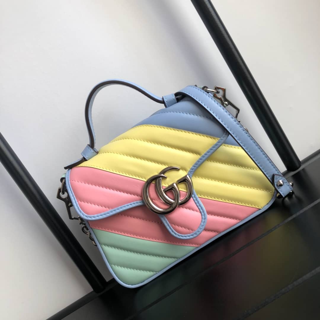 Best Replica Gucci GG Marmont Mini Leather Top Handle Bag Replica Colorful 547260 - Colareps