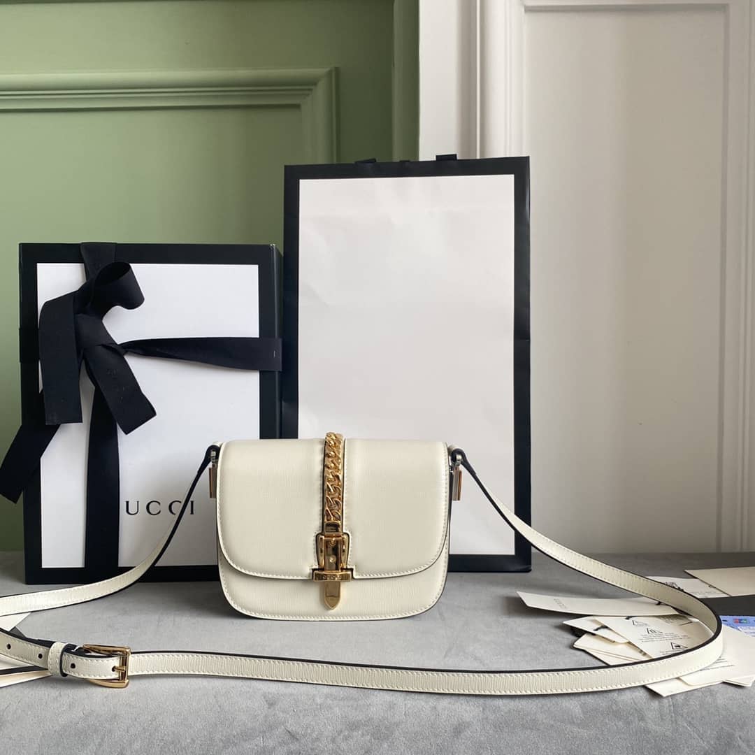 Best Replica Gucci Ladies Mini Sylvie Shoulder Bag Replica White 615965 - Colareps