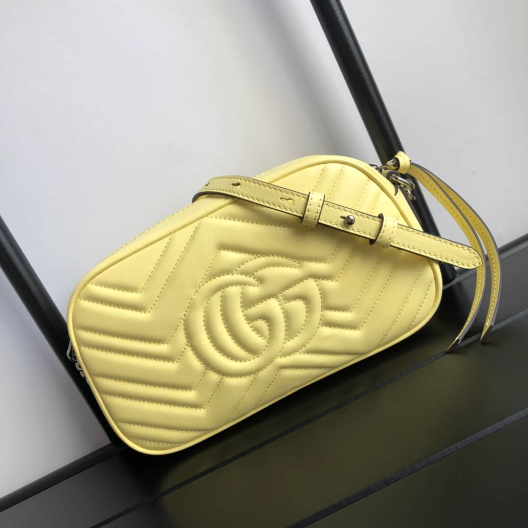Best Replica Gucci GG Marmont Small Shoulder Handbag Camera Bag Replica Yellow 447632 - Colareps