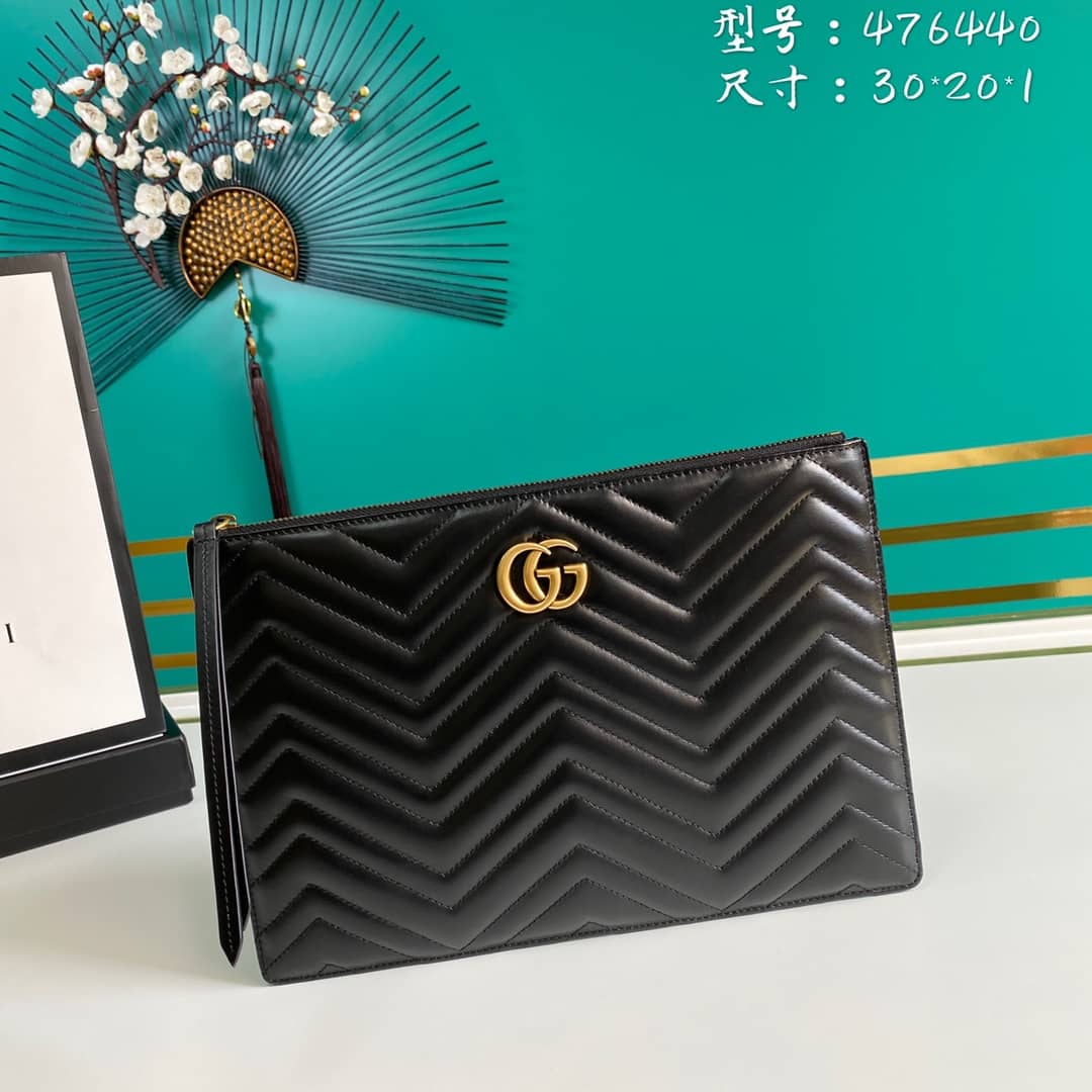 Best Replica Gucci GG Marmont Leather Clutch Replica 476440 - Colareps