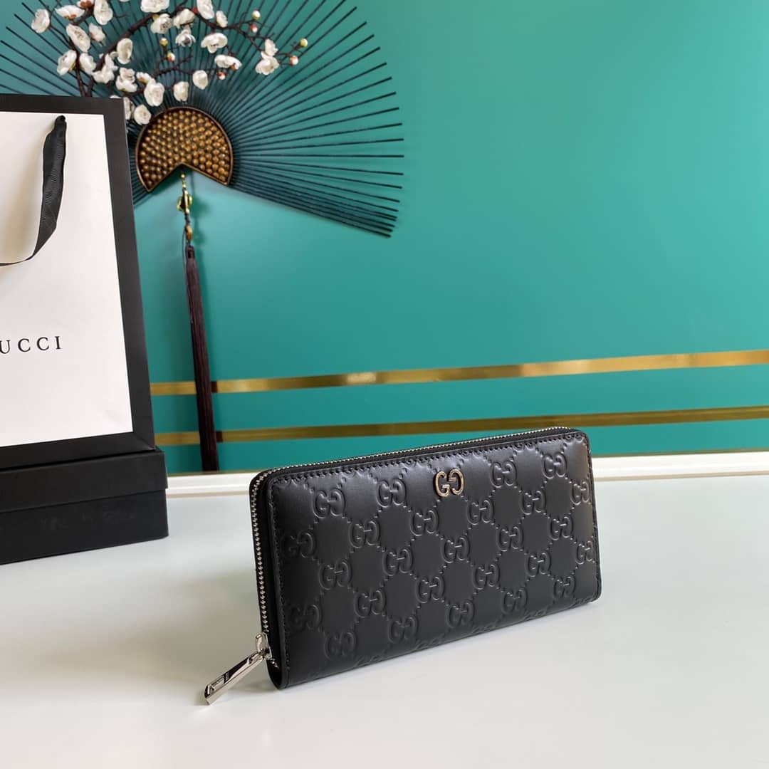 Best Replica Gucci Signature Zip Around Wallet Black Replica 473928 - Colareps