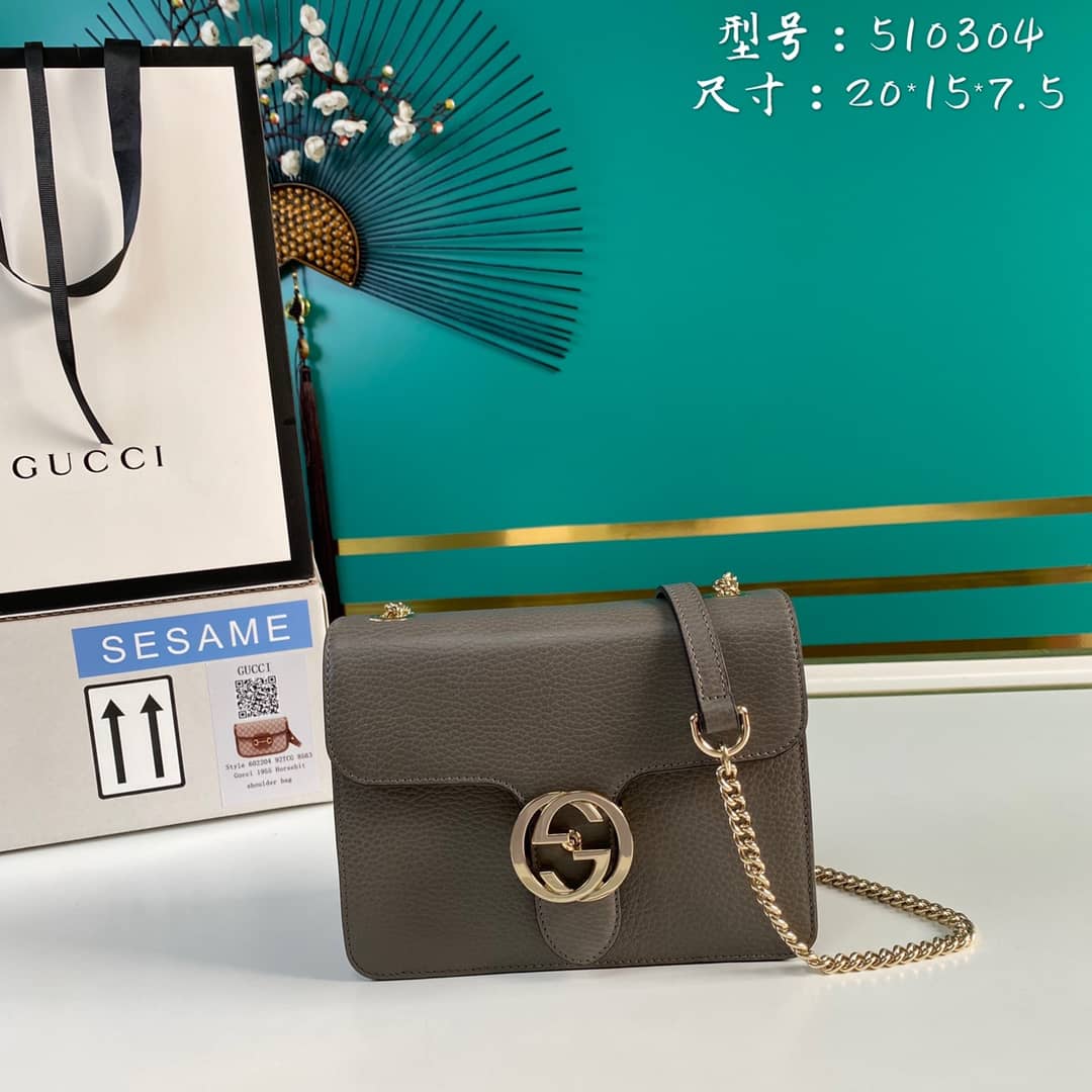 Best Replica Gucci Interlocking Leather Chain Crossbody Bag Replica 510304 - Colareps