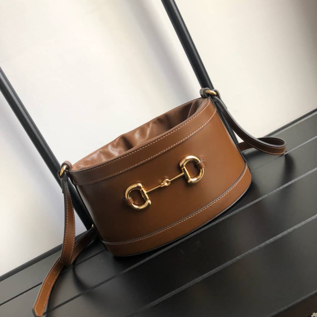 Best Replica Gucci 1955 Horsebit Shoulder Bucket Bag Replica 602118 - Colareps