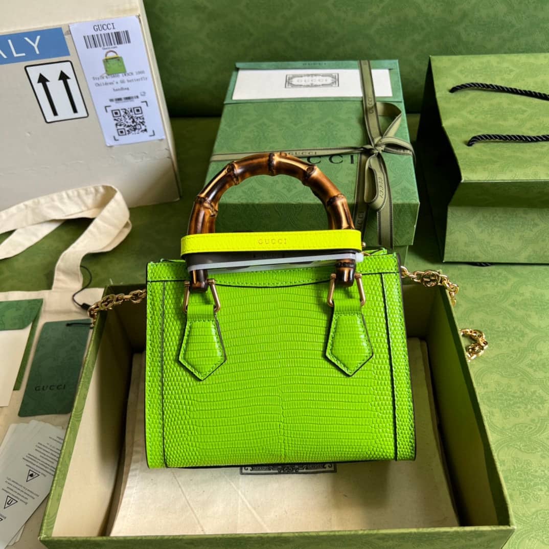 Best Replica Gucci Diana Lizard Mini Bag Green 675800 Replica Tote - Colareps