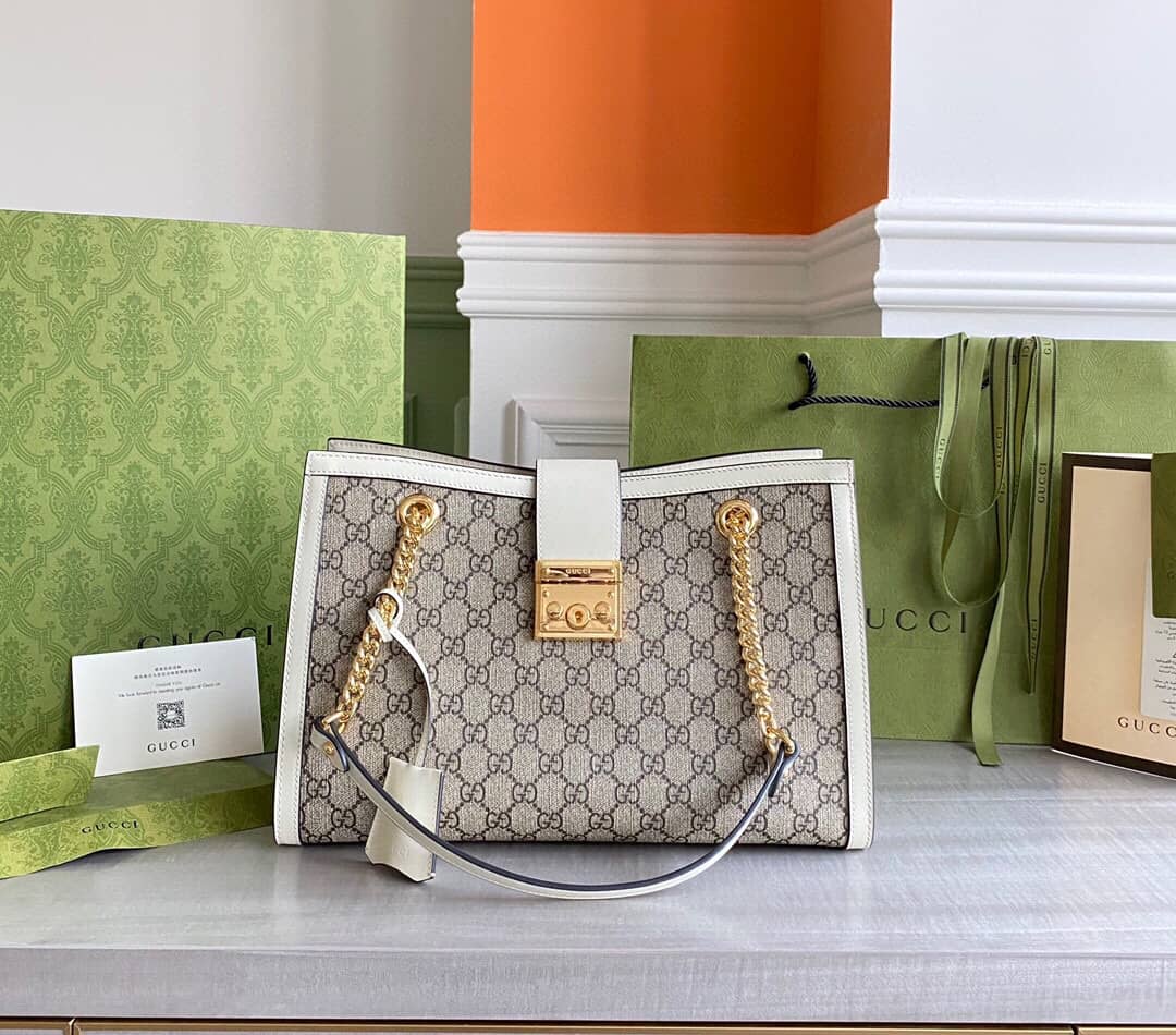 Best Replica Gucci Padlock Medium GG Supreme Shoulder Bag Replica Gray White 479197 - Colareps