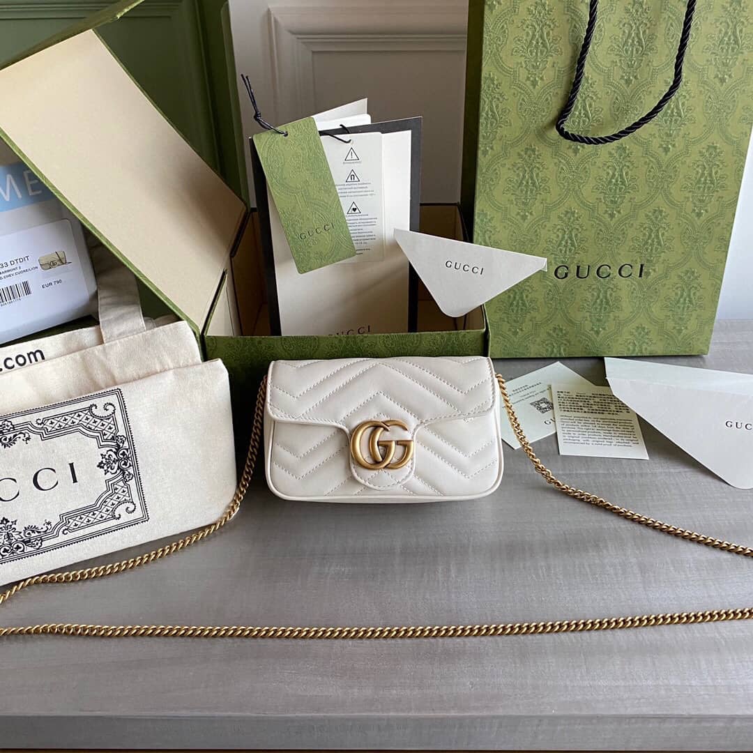 Best Replica Gucci GG Marmont Matelasse Leather Mini Shoulder Bag Replica White 476433 - Colareps