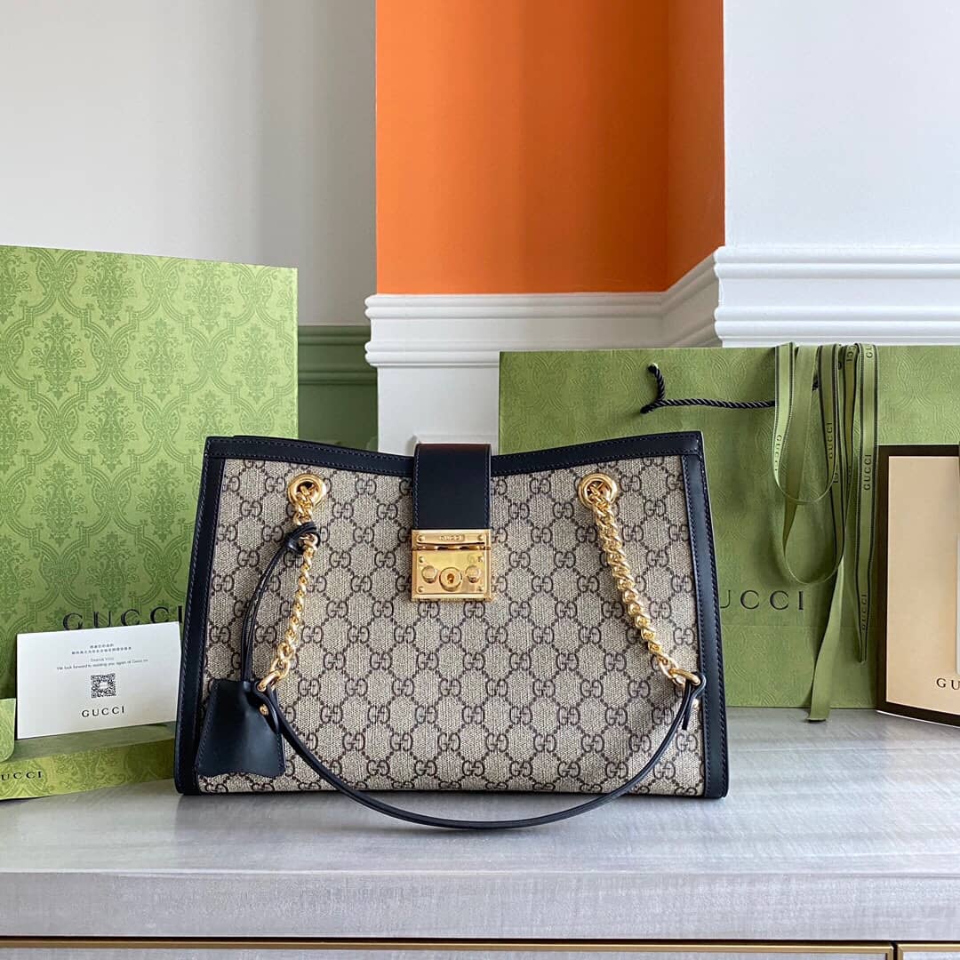 Best Replica Gucci Padlock Medium GG Supreme Shoulder Bag Replica Gray Black 479197 - Colareps
