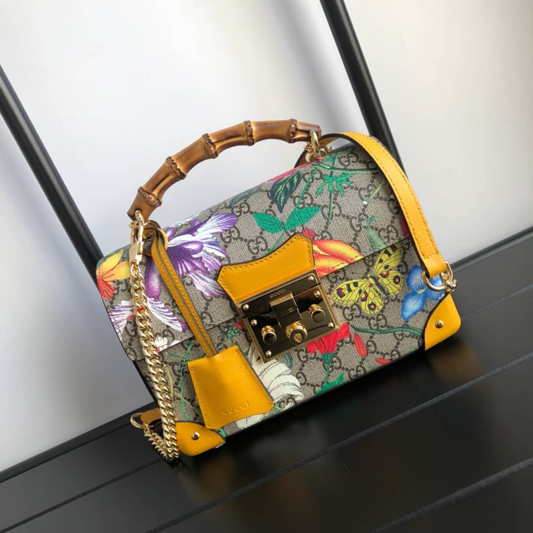 Best Replica Gucci Padlock GG Small Bamboo Shoulder Bag Replica Yellow 603221 - Colareps