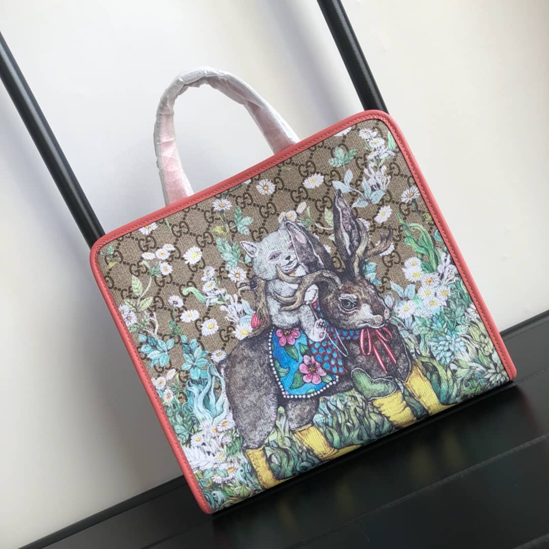 Best Replica Gucci GG Supreme Kids Girl Tote Replica Pink 605614 - Colareps