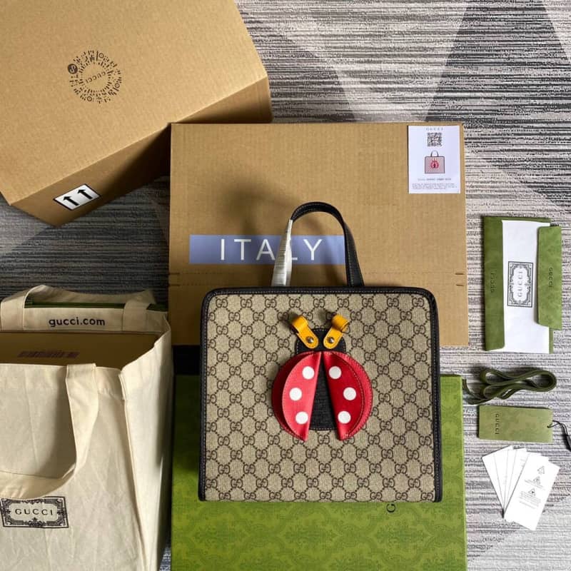 Best Replica Gucci Children Ladybug GG Supreme Canvas Tote Replica 664083 - Colareps