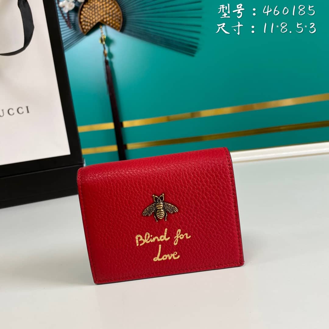 Best Replica Gucci Animalier Bee Leather Card Case Replica 460185 - Colareps