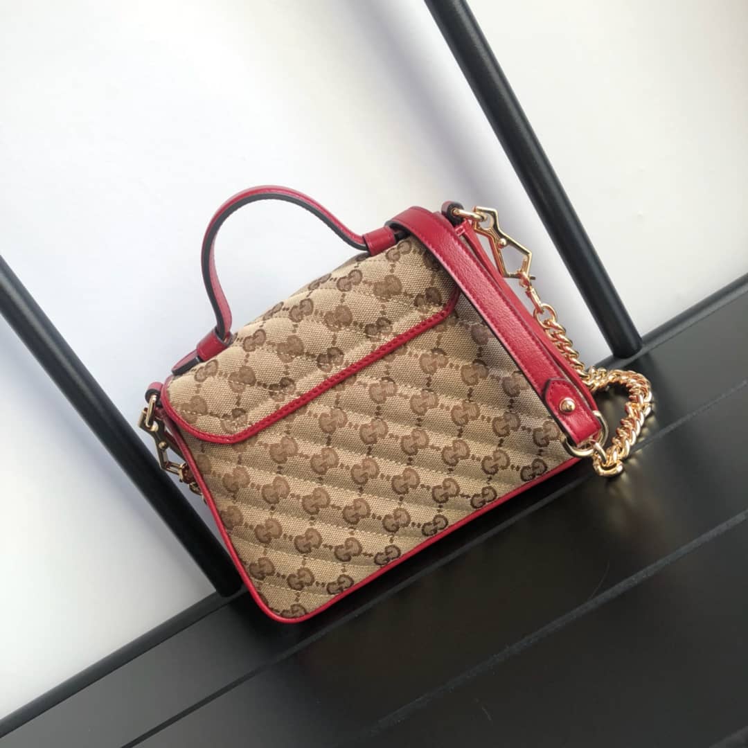 Best Replica Gucci GG Marmont Mini Top Handle Bag Replica Red 583571 - Colareps