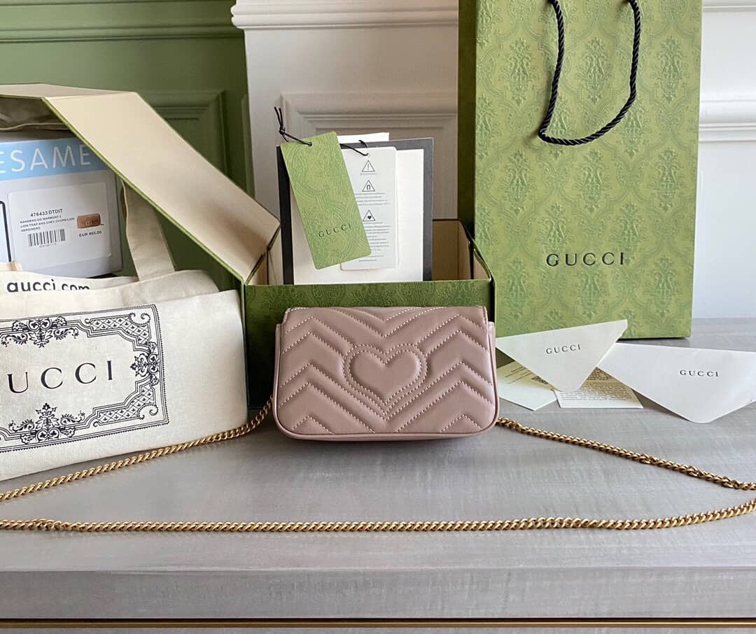 Best Replica Gucci GG Marmont Matelasse Leather Mini Shoulder Bag Replica Pink 476433 - Colareps