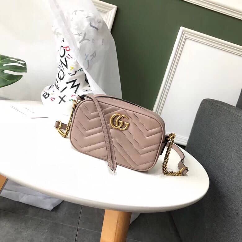 Best Replica Gucci GG Marmont Matelassé Mini Bag Replica Pink 448065 - Colareps