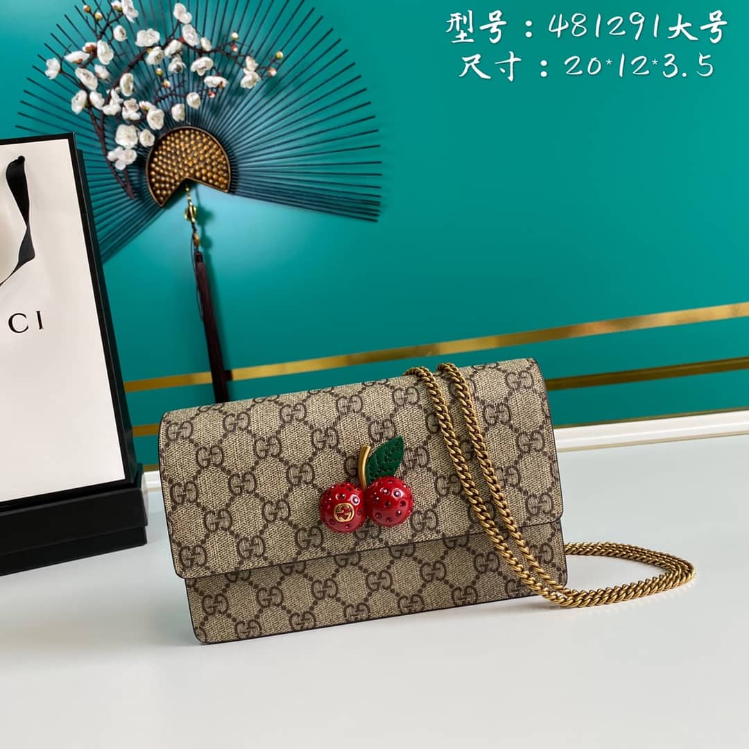 Best Replica Gucci Supreme GG Mini Bag With Cherries Replica 481291 - Colareps
