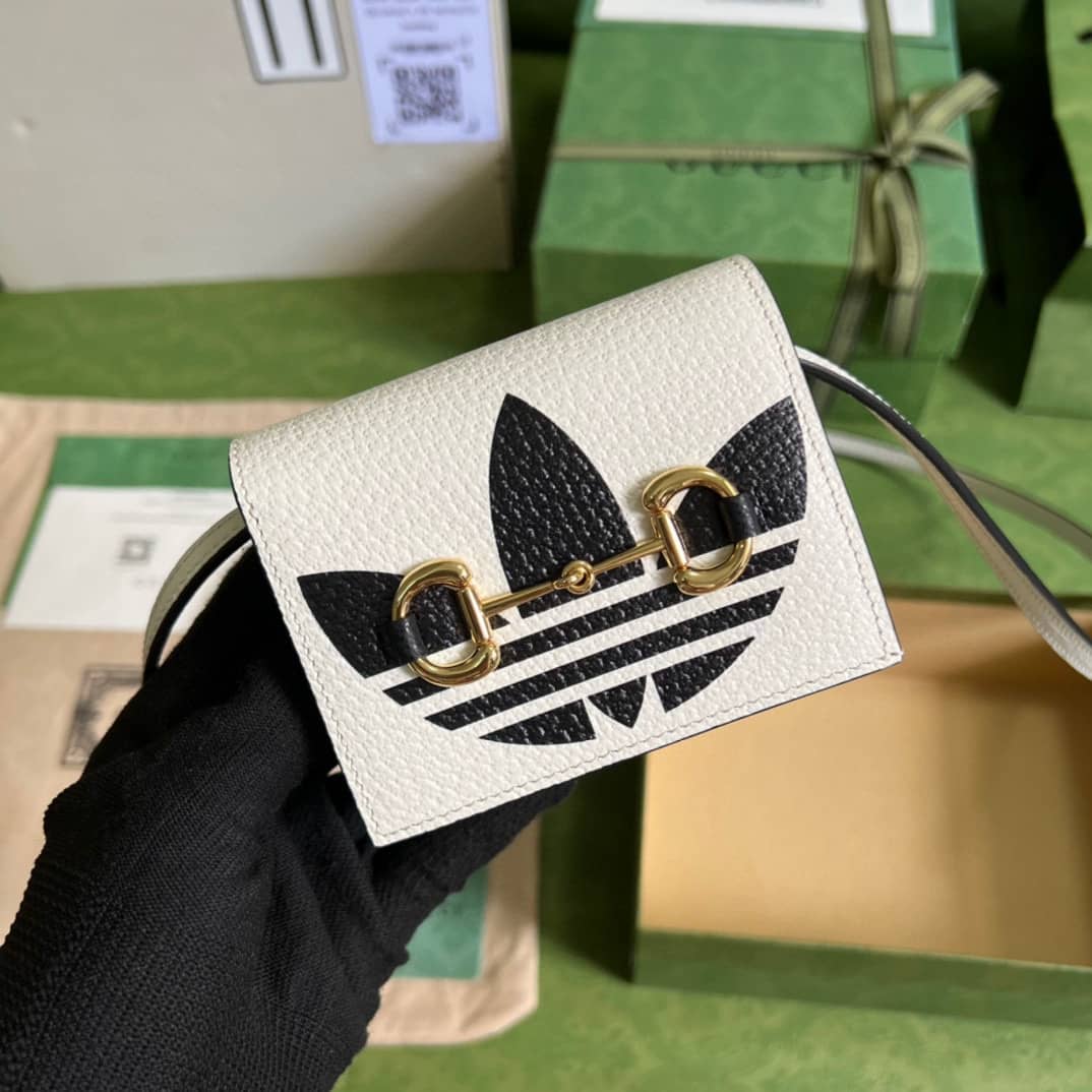 Best Replica Adidas x Gucci Card Case With Horsebit 702248 Replica Crossbody Bag - Colareps