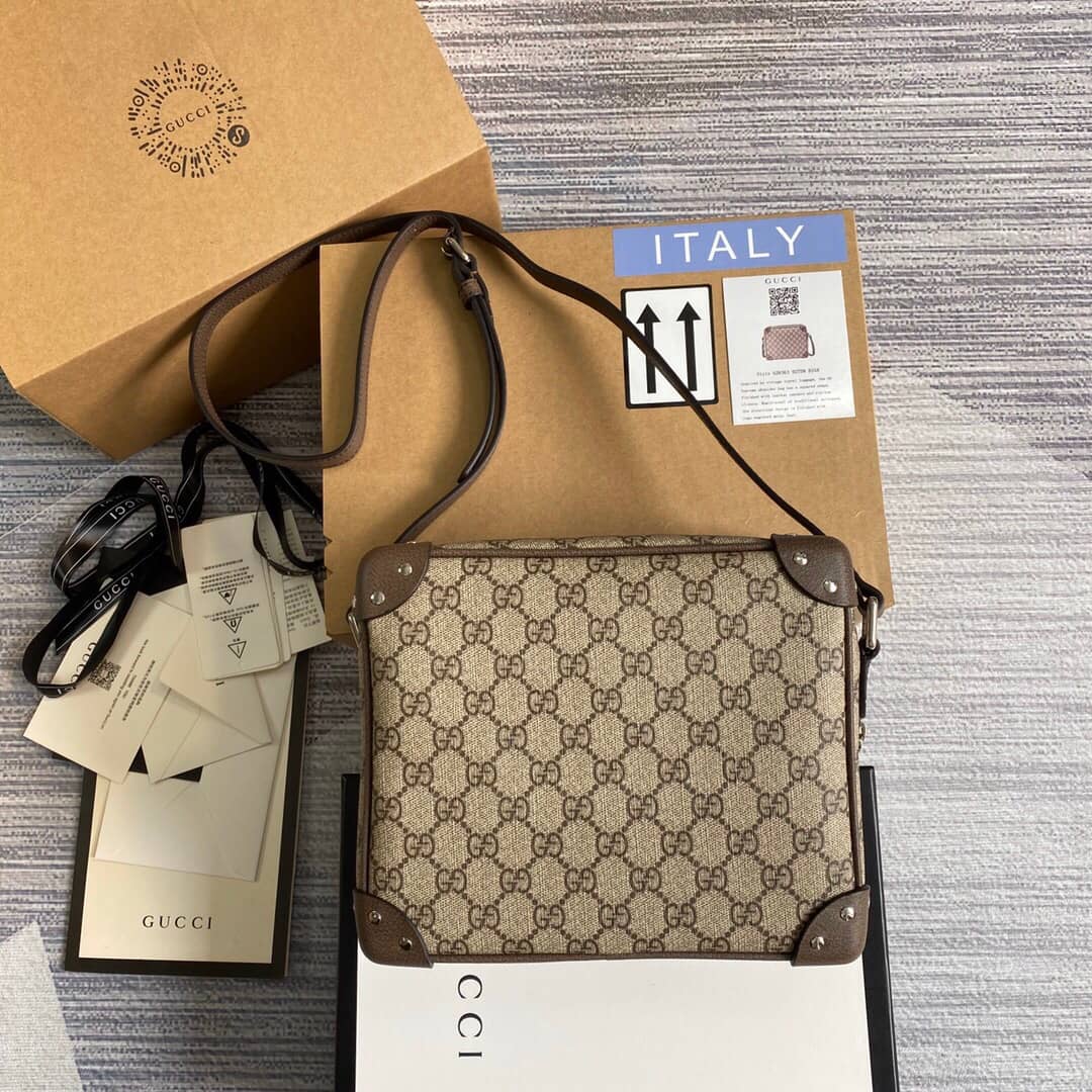 Best Replica Gucci GG Supreme Leather Shoulder Bag Replica Brown 626363 - Colareps