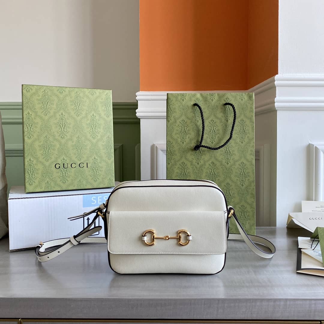 Best Replica Gucci Horsebit 1955 GG Crossbody Bag Replica White 645454 - Colareps