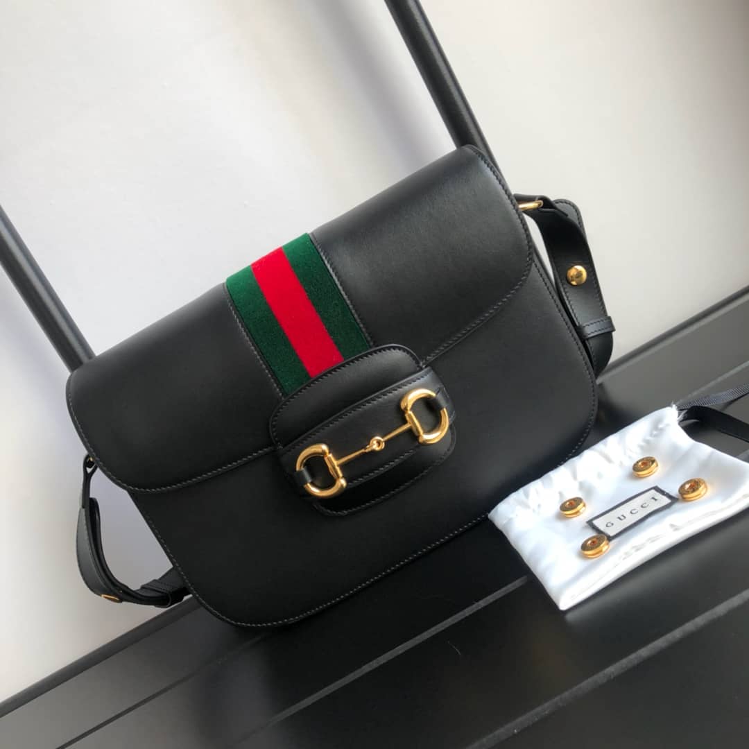 Best Replica Gucci Horsebit 1955 Shoulder Bag Replica Black 602204 - Colareps