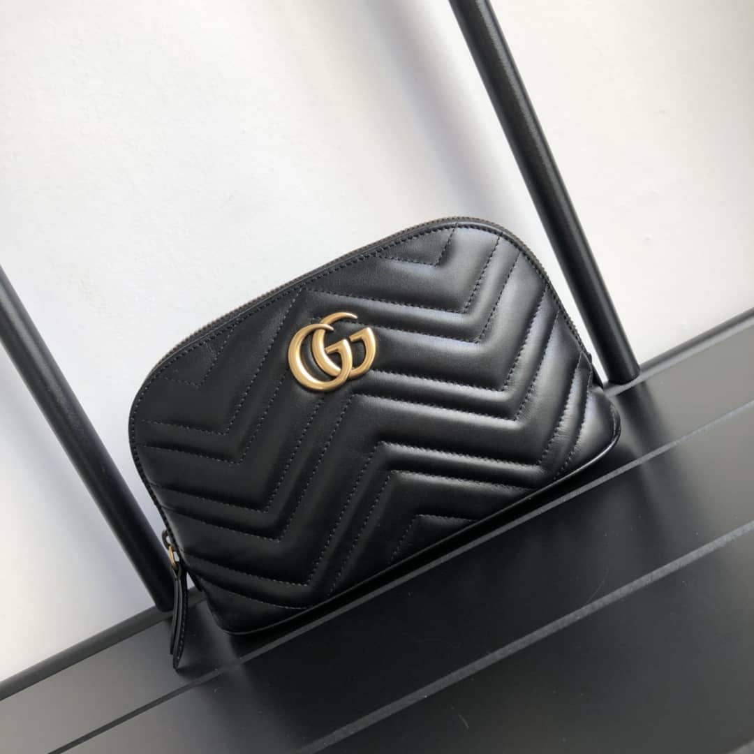 Best Replica Gucci GG Marmont Quilted Vanity Bag Replica Black 625690 - Colareps