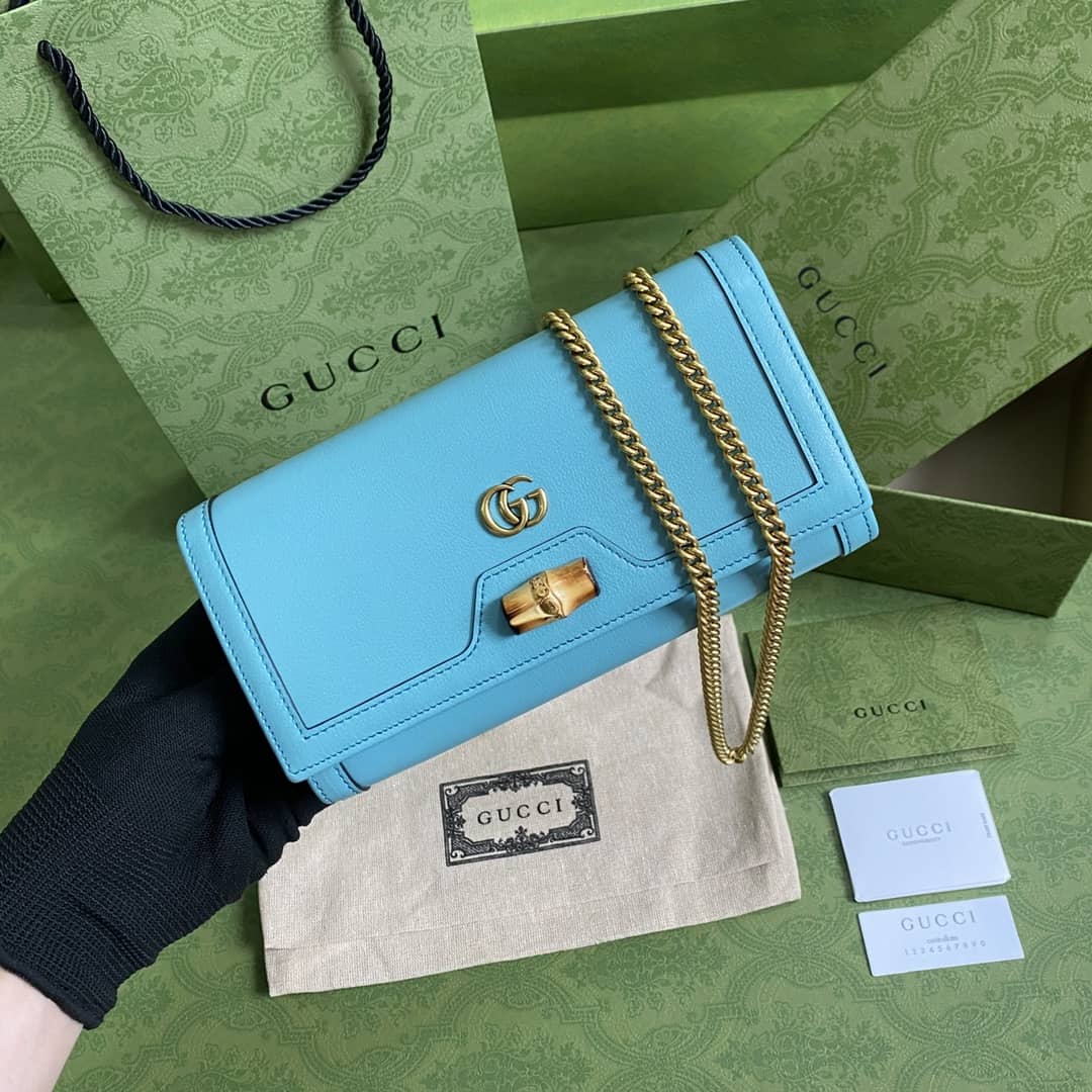 Best Replica Gucci Diana Bamboo Chain Wallet Replica 658243 - Colareps