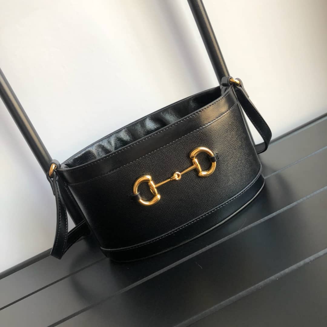Best Replica Gucci 1955 Horsebit Bucket Bag Replica Black 602118 - Colareps
