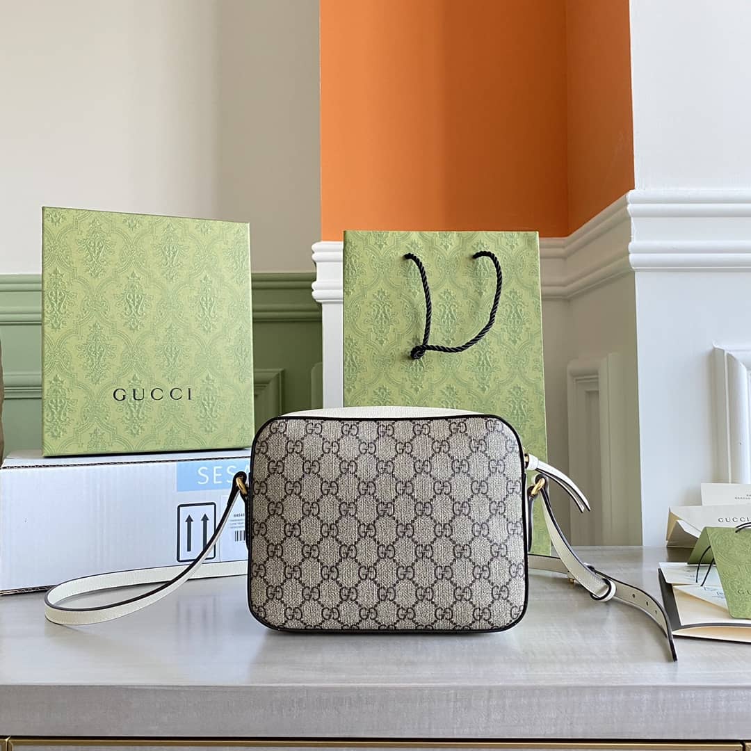 Best Replica Gucci Horsebit 1955 GG Crossbody Bag Replica Gray White 645454 - Colareps