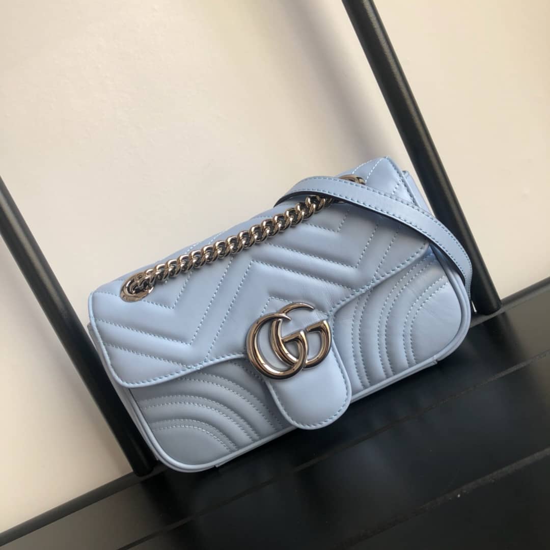 Best Replica Gucci GG Marmont Mini Matelasse Shoulder Bag Replica Blue 446744 - Colareps
