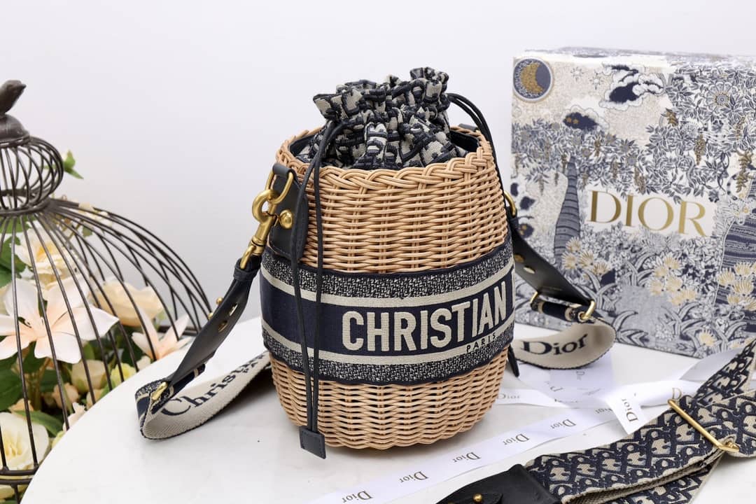 Best Replica Christian Dior Wicker Bucket Bagblue Oblique - Colareps