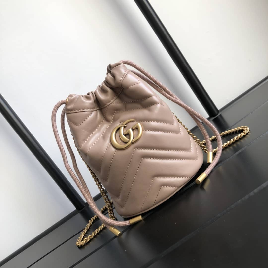 Best Replica Gucci GG Marmont Mini Bucket Crossbody Bag Replica Pink 575163 - Colareps