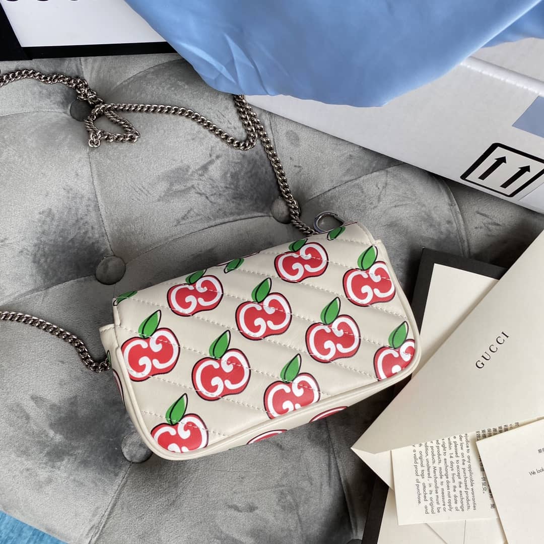 Best Replica Gucci GG Marmont Matelasse Leather Mini Shoulder Bag Replica White Red 476433 - Colareps