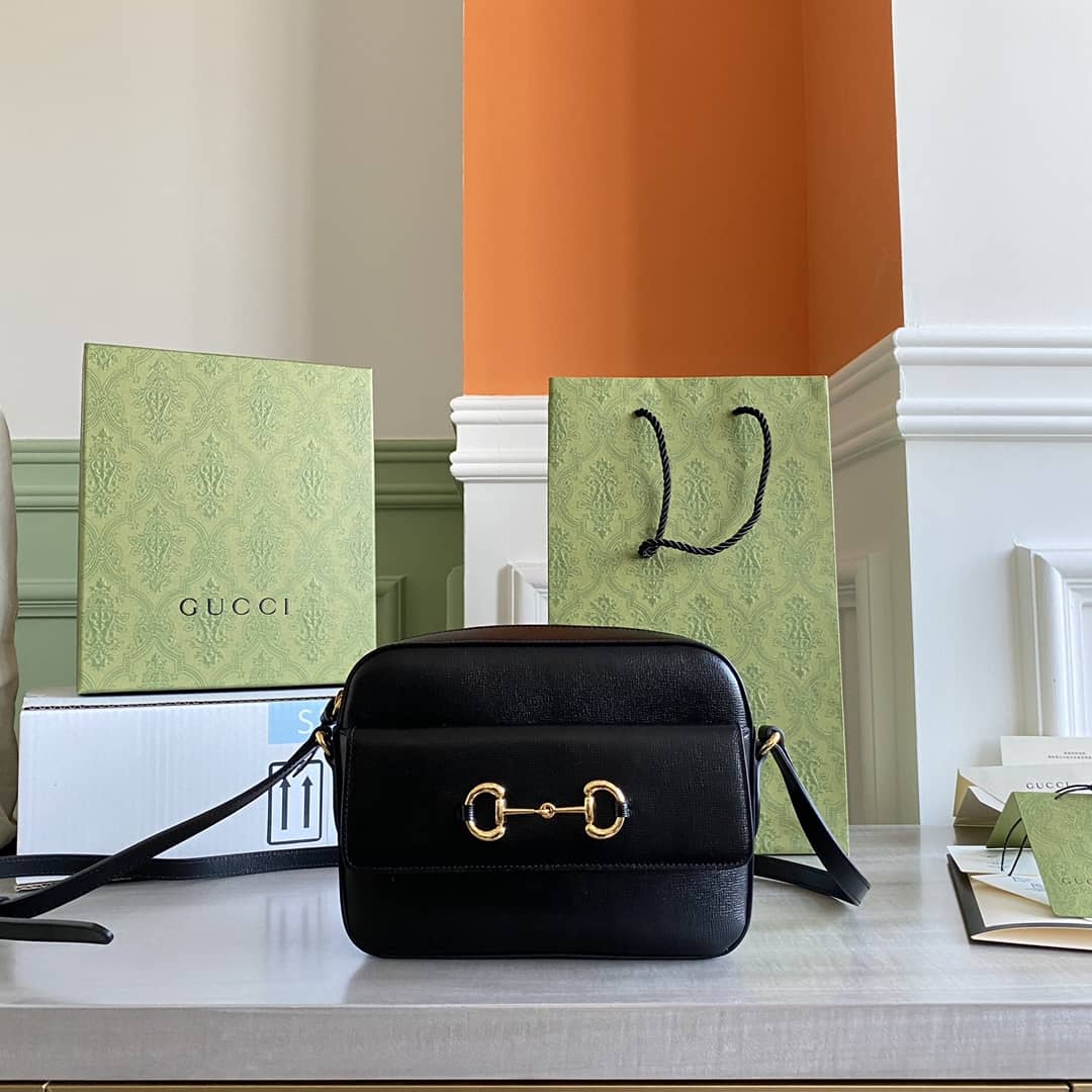 Best Replica Gucci Horsebit 1955 GG Crossbody Bag Replica Black 645454 - Colareps