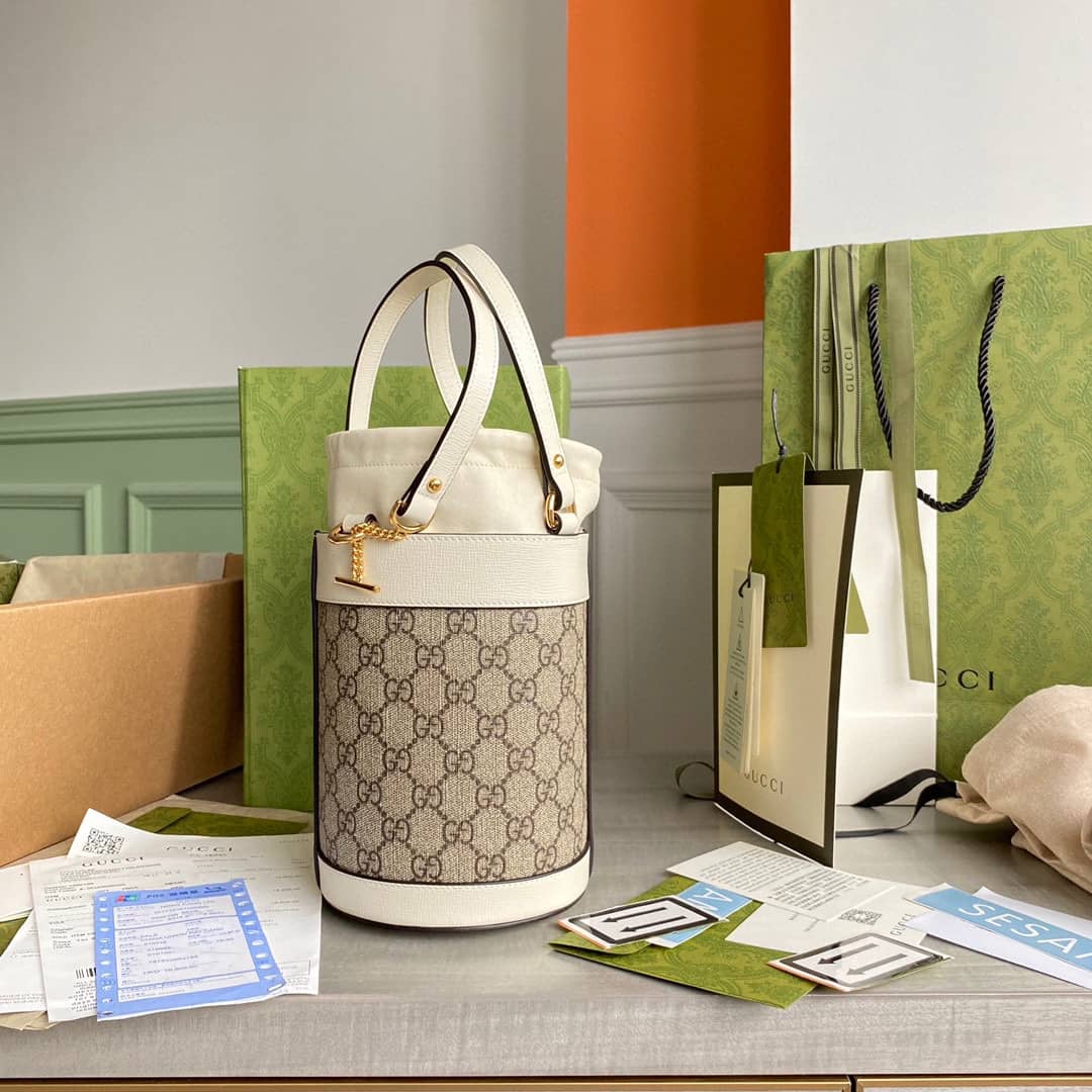 Best Replica Gucci Horsebit Bag Dupe 1955 Small Bucket Bag Replica White 637115 - Colareps