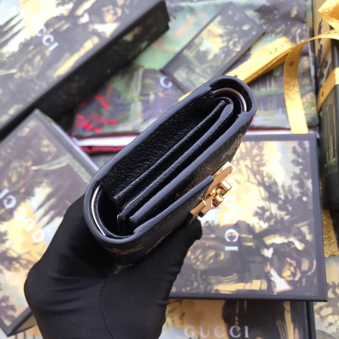 Best Replica Gucci Padlock Bee Star Print Calfskin Wallet Replica 453155 - Colareps